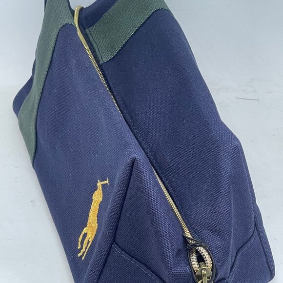 BNWT Ralph Lauren Polo Black Travel Toiletry Cosmetic Bag - Blue w/ Green Accent - Picture 9 of 10